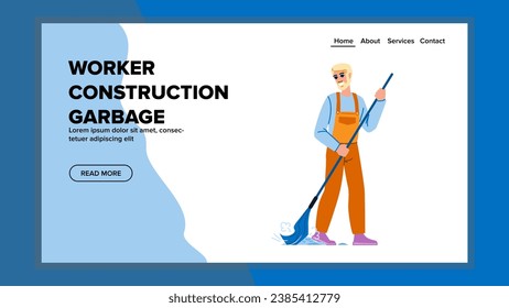 work worker construction garbage vector. web flat, work man, trash service work worker construction garbage web flat cartoon illustration