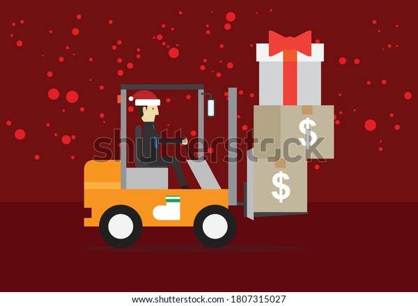 Work workers send gifts on Christmas Day, Vector\
illustration in flat\
style