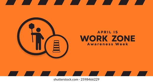Work Zone Awareness week. People and more. Great for cards, banners, posters, social media and more. Orange background.
