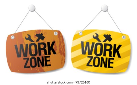 Work Zone Signs Set.