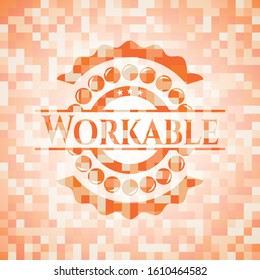 Workable Abstract Orange Mosaic Emblem