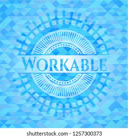 Workable realistic sky blue mosaic emblem