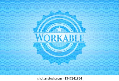 Workable water wave representation badge background.