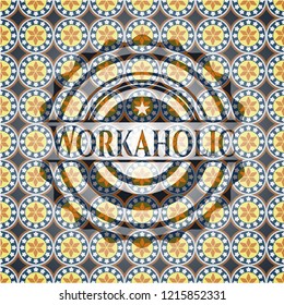 Workaholic arabesque emblem background. arabic decoration.