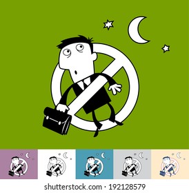 Workaholic. Business illustration (EPS 10). Animation friendly: the elements (legs, arms, heads etc) are in the separate layers.