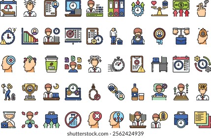 Workaholic icons High-Quality Vector Icons Collection with Editable Stroke. Ideal for Professional and Creative Projects.