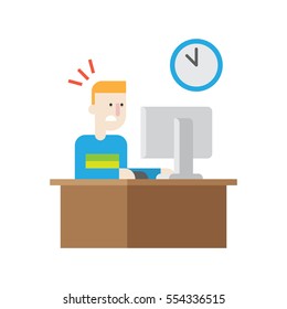 Workaholic illustration, work office, worker illustration