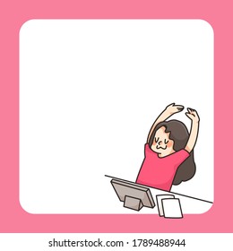 workaholic people work from home cute cartoon illustration