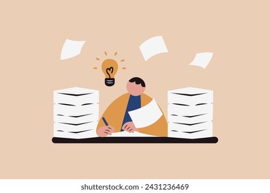 Workaholic Vector Illustration in Flat Style