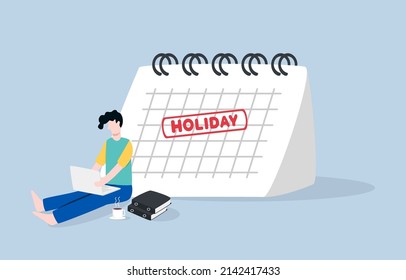 "Workaholic, work overtime, hard working business, or busy employee concept. Man spending his holiday for work."
