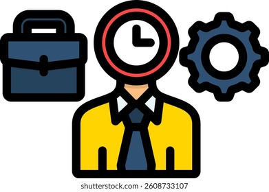 Workaholism Icon Lineal Color Vector Illustration