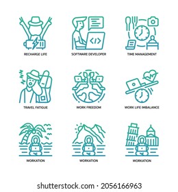 Workation Icons Set Gradient Style