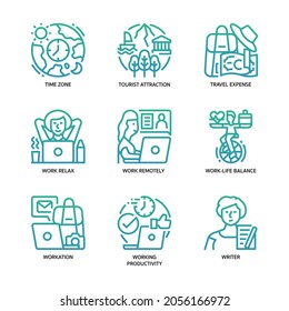 Workation Icons Set Gradient Style