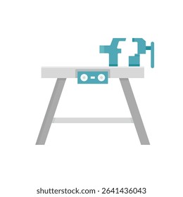 Workbench with clamp tool icon illustration