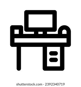 Workbench Office Icon Vector. Outline Workbench Office Sign. Isolated Contour Symbol Illustration