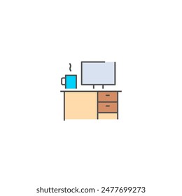 Workbench, Simple Vector Color Line Icons, Illustration.