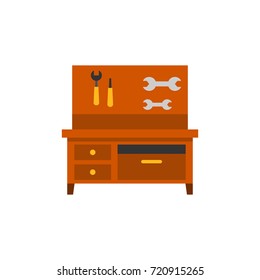 Workbench with tools icon