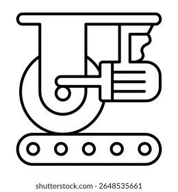 Workbench of wheel balancing thin line icon, tires fitting concept. Vector graphics. Car wheel factory defaults, car service sign on white background, style mobile or design