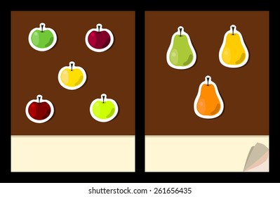 Workbook cover template with fruit stickers