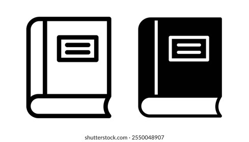 Workbook Icon set in black filled and line.