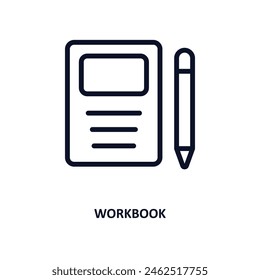 workbook icon. Thin line workbook icon from business and analytics collection. Outline vector isolated on white background. Editable workbook symbol can be used web and mobile