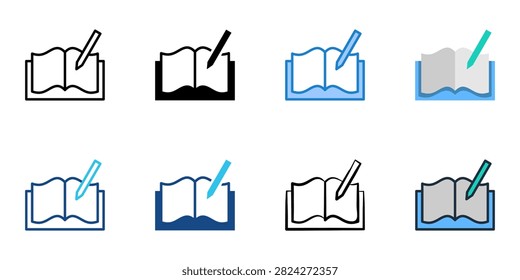 Workbook icons with single set multiple style collection. Vector illustration
