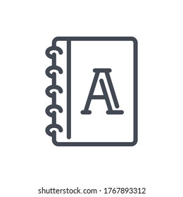 Workbook line icon. Textbook vector outline sign.