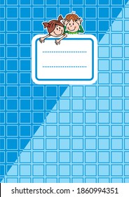 workbook with name tag, vector icon