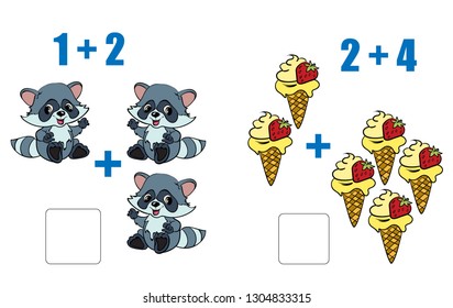 Workbook on mathematics for preschool education. Puzzles for children. Learn to count. Solve examples. Mathematics tasks for children. Preparation for school.
