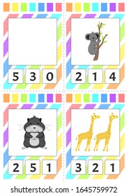 Workbook on mathematics for school education. Puzzles for children. Learn to count. Solve examples.