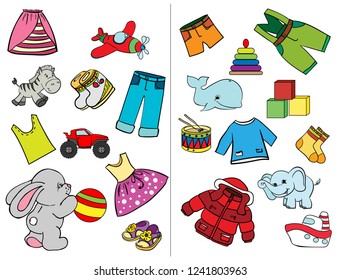 Workbook for preschool education. Logic tasks. Choose the right items. Preschool education. Page from the textbook. Vector illustration. Cartoon character. Colorfull. 