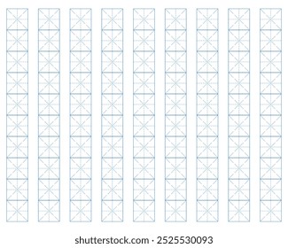 Pasta de trabalho para gravar hieróglifos. Papel de malha forrada para impressão. Padrão geométrico para a escola. Papel forrado. Simulador para escrever caracteres chineses. Página de exercícios de caligrafia. Papel milimetrado.