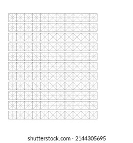 Workbook for writing hieroglyphs. Lined paper for printing. Geometric pattern for school. Realistic lined paper. Simulator for writing Chinese characters. Page of calligraphy exercises. Graph paper.