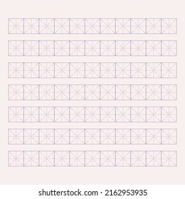 Workbook for writing hieroglyphs. Lined paper for printing. Geometric pattern for school. Realistic lined paper. Simulator for writing Chinese characters. Page of calligraphy exercises. Graph paper.
