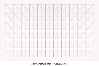 Workbook for writing hieroglyphs. Lined paper for printing. Geometric pattern for school. Realistic lined paper. Simulator for writing Chinese characters. Page of calligraphy exercises. Graph paper.