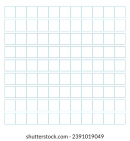 Workbook for writing hieroglyphs. Lined paper for printing. Geometric pattern for school. Realistic lined paper. Simulator for writing Chinese characters. Page of calligraphy exercises. Graph paper.