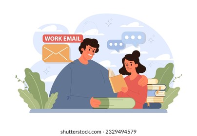 Trabajo. Chatacter trabajando fuera de la oficina. Nómada digital o autónomo trabajando a distancia y globalmente. Calendario flexible, tecnología de subcontratación y turismo laboral. Ilustración vectorial plana