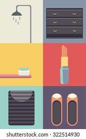 workdays female flat icon set #2