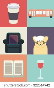 workdays female flat icon set #4
