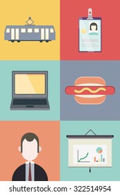 workdays female flat icon set #3