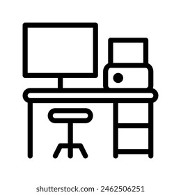 Workdesk icon. Place of work office table desk. suitable for website, logo, app, template and UI design.