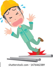 Worker accident image illustration of a fallen worker man