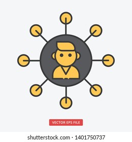 Worker account with spreading nodes modern business vector icon