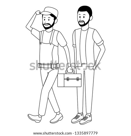 worker and afroamerican man