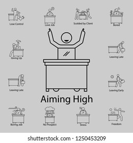 worker aiming high icon. Detailed set of People in the work icons. Premium graphic design. One of the collection icons for websites, web design, mobile app