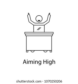 worker aiming high icon. Element people at the workplace for mobile concept and web apps. Thin line icon for website design and development app development. Premium icon on white background
