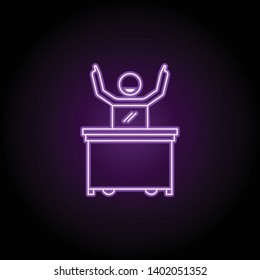 worker aiming high neon icon. Elements of People in the work set. Simple icon for websites, web design, mobile app, info graphics