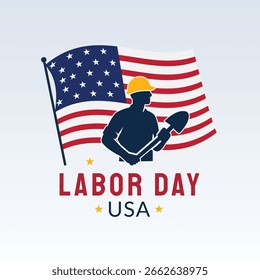 Worker with american flag labor day usa