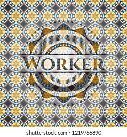 Worker arabesque style emblem. arabic decoration.