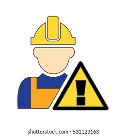Worker and Attention Sign Icon Vector Illustration